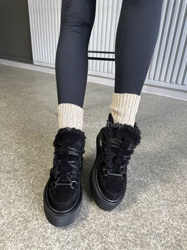 Фото Ботинки женские замшевые черного цвета зимние 3920-1з/36 3