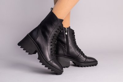 Фото Ботинки женские кожаные черного цвета на небольшом каблуке 6757-2д/37 1