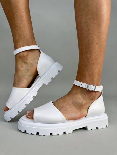 Foto Damskie skórzane sandały w białym kolorze 9973-2/37 1