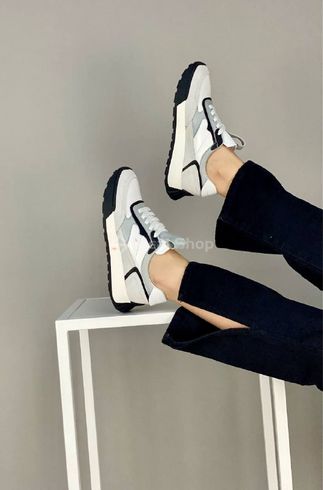 Кросівки жіночі шкіряні білі з кольоровими вставками 37 (24 см)