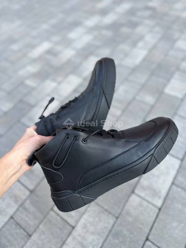 Foto Skórzane buty męskie czarne wielosezonowe 2500д/40 12