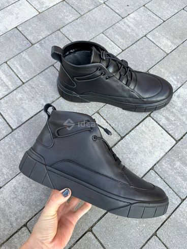 Foto Skórzane buty męskie czarne wielosezonowe 2500д/40 11
