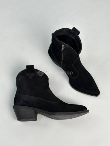 Фото Ботинки ковбойки женские замшевые черные на черной подошве демисезоные 9412д/36 9