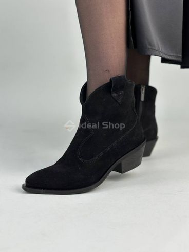 Фото Ботинки ковбойки женские замшевые черные на черной подошве демисезоные 9412д/36 1
