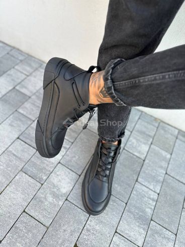 Foto Skórzane buty męskie czarne wielosezonowe 2500д/40 5