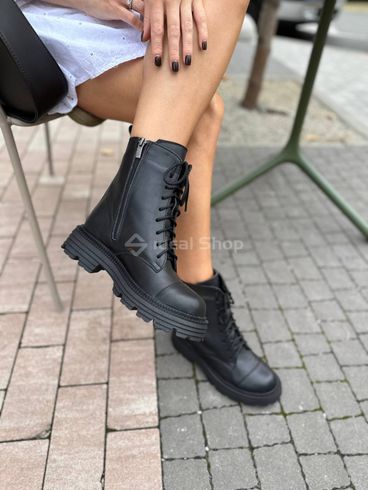 Foto Damskie skórzane buty na zimę w kolorze czarnym 5521д/36 4