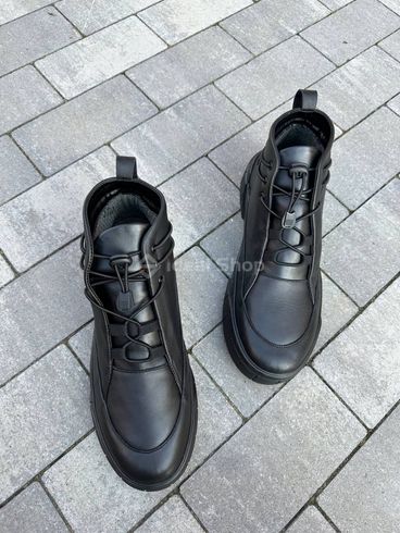 Foto Skórzane buty męskie czarne wielosezonowe 2500д/40 10