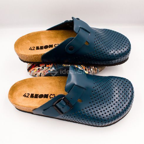 Фото Анатомические сабо кожаные Leon Bjorn 4700, синие 4700-blue 47р. 2