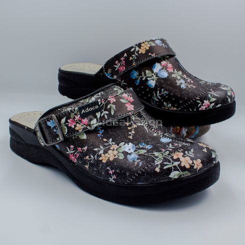 Фото Жіночі шкіряні сабо Adaco 812sr ретро, 36 розмір 812sr-flowers black -36 3