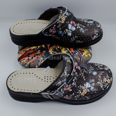 Фото Жіночі шкіряні сабо Adaco 812sr ретро, 36 розмір 812sr-flowers black -36 2