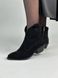Черевики ковбойки жіночі замшеві чорні на чорній підошві демісезонні 36 (23,5 см)