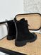 Черевики жіночі замшеві чорного кольору з лаковим носком демісезонні 36 (23,5 см)