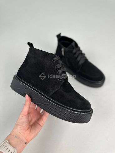 Foto Damskie zamszowe czarne buty zimowe na czarnej podeszwie 9908з/36 12