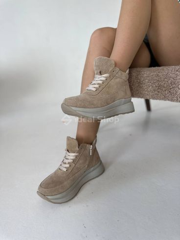 Кросівки жіночі замшеві бежеві зимові 37 (24 см)