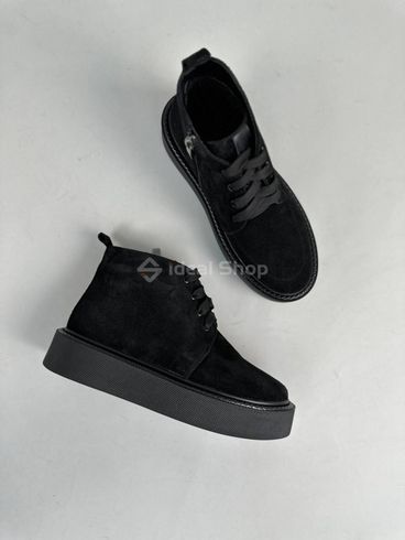 Foto Damskie zamszowe czarne buty zimowe na czarnej podeszwie 9908з/36 10