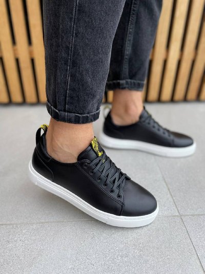 Męskie skórzane sneakersy w kolorze czarnym 40 (26.5-27 cm)