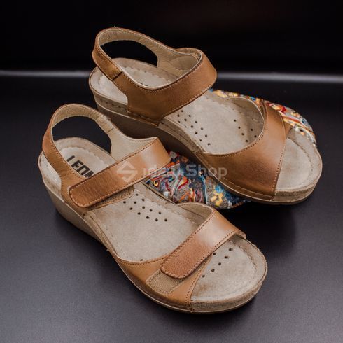 Фото Босоножки женские кожаные Leon1041, коричневые 1041-brown 4