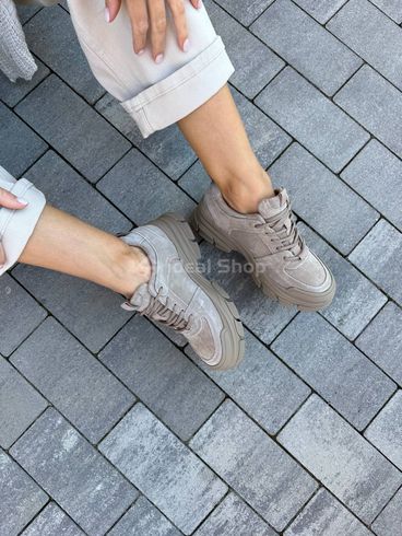 Damskie sneakersy z nubuku w kolorze khaki 36 (23,5 cm)