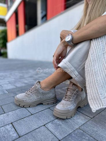 Damskie sneakersy z nubuku w kolorze khaki 36 (23,5 cm)