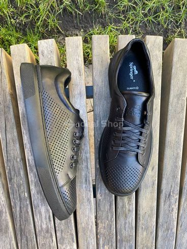 Sneakersy męskie skórzane czarne z perforacją 40 (26.5 cm)