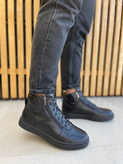 Фото Ботинки мужские кожаные черные зимние 8022з/42 1