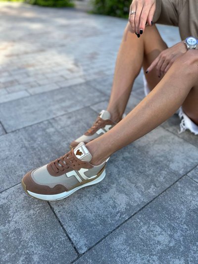 Sneakersy damskie zamszowe brązowe 37 (23,5 cm)