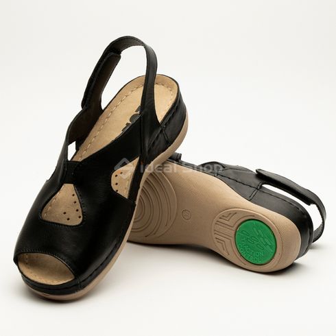 Foto Damskie sandały skórzane Leon Violet, kolor czarny 924-black 3