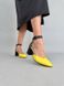 Чорні шкіряні босоніжки з жовтим носком підбори 6 см