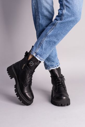 Фото Ботинки женские кожаные черного цвета на байке 5583-3д/35 2