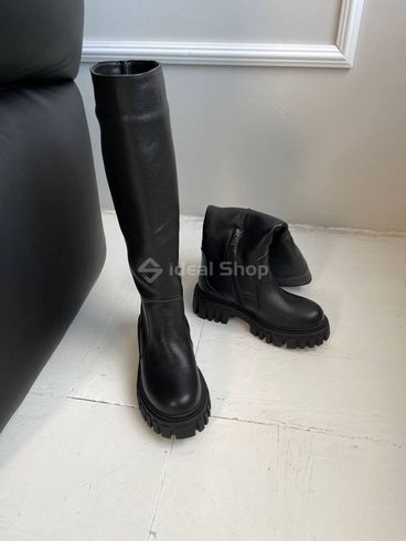 Foto Damskie czarne skórzane buty zimowe do kostki w kolorze granatowym 5589-1е/35 13