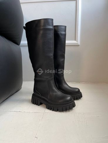 Foto Damskie czarne skórzane buty zimowe do kostki w kolorze granatowym 5589-1е/35 11