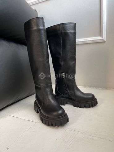 Foto Damskie czarne skórzane buty zimowe do kostki w kolorze granatowym 5589-1е/35 12