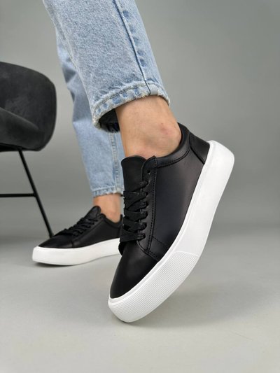 Skórzane sneakersy damskie czarne 37 (23,5 cm)