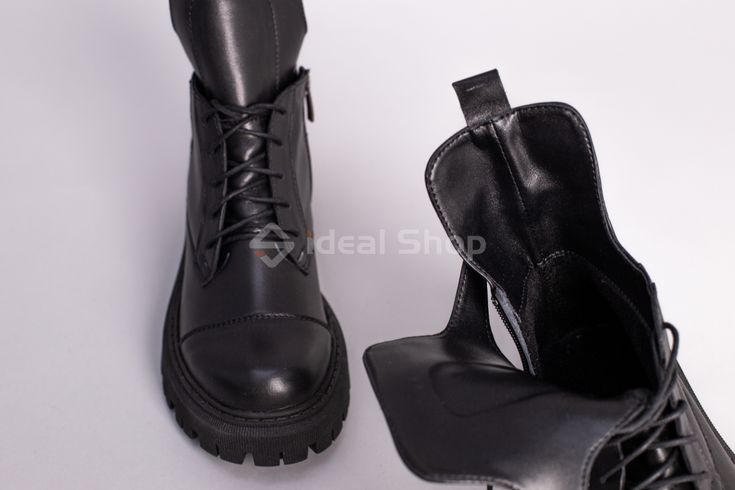 Фото Ботинки женские кожаные черного цвета на байке 5583-3д/35 10