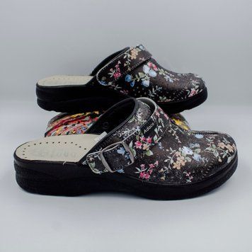 Фото Жіночі шкіряні сабо Adaco 812sr ретро, 36 розмір 812sr-flowers black -40 1