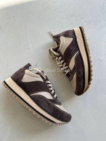 Skórzane brązowe sneakersy damskie z zamszowymi wstawkami 36 (23,5 cm)