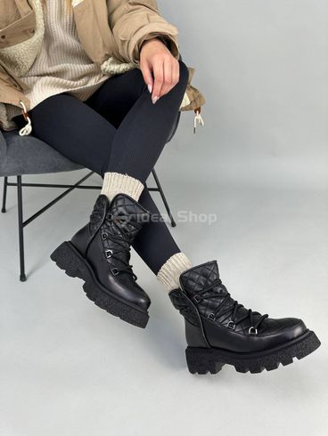 Foto Damskie skórzane czarne buty zimowe czarne 4402з/36 7