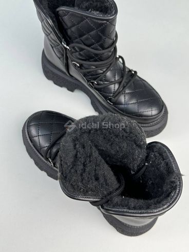 Foto Damskie skórzane czarne buty zimowe czarne 4402з/36 14