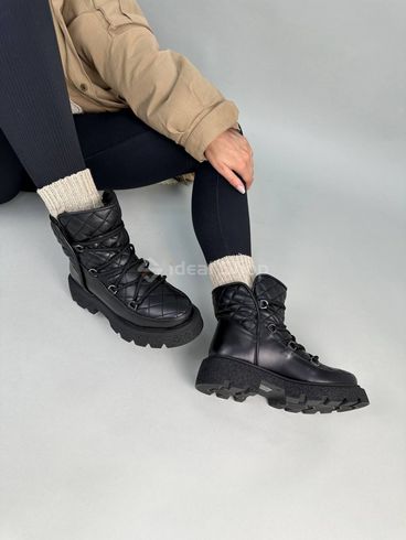 Foto Damskie skórzane czarne buty zimowe czarne 4402з/36 4