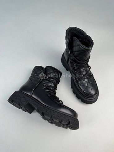 Foto Damskie skórzane czarne buty zimowe czarne 4402з/36 13