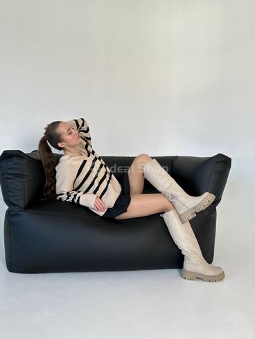 Фото Чоботи-труби жіночі шкіряні молочного кольору демісезонні 5589д/41 9