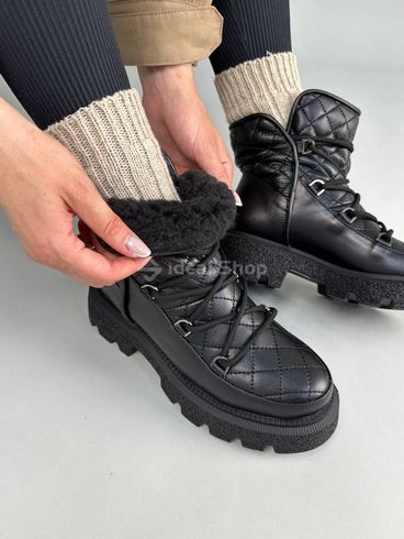 Foto Damskie skórzane czarne buty zimowe czarne 4402з/36 5