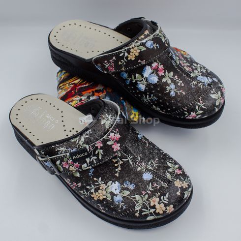 Фото Жіночі шкіряні сабо Adaco 812sr ретро, 36 розмір 812sr-flowers black -40 4
