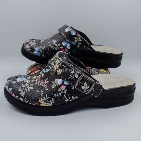 Фото Жіночі шкіряні сабо Adaco 812sr ретро, 36 розмір 812sr-flowers black -40 9