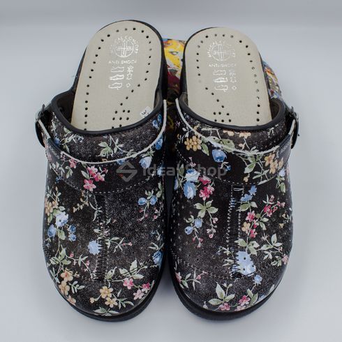 Фото Жіночі шкіряні сабо Adaco 812sr ретро, 36 розмір 812sr-flowers black -40 6
