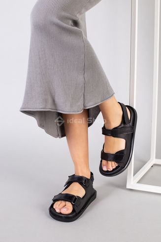 Foto Skórzane sandały damskie czarne z rzepem 7301/36 3