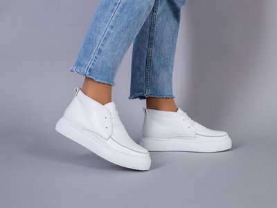 Foto Białe skórzane buty damskie na jasnej podeszwie, wielosezonowe 7374-3д/36 1