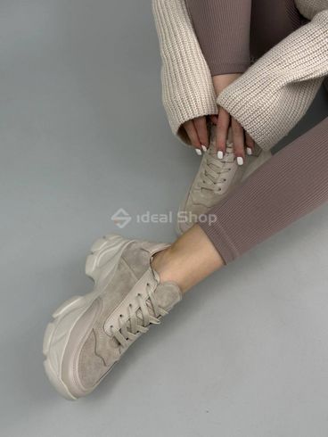 Кросівки жіночі замшеві бежеві зі вставками шкіри 37 (24 см)