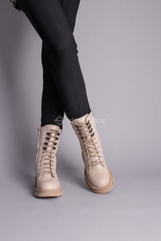 Фото Ботинки женские кожаные цвет латте на шнурках и с замком, на байке 5542-4д/36 4