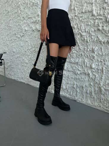 Фото Чоботи-панчохи жіночі стрейч шкіра чорного кольору на низькому ходу демісезонні 9949д/36 4